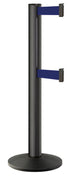 Beltrac 3000 ADA Portable Dual-Belt Stanchion | 15 FT Belts - WB - Wrinkle Black - MB - Marine Blue