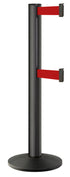 Beltrac 3000 ADA Portable Dual-Belt Stanchion | 15 FT Belts - WB - Wrinkle Black - RD - Red