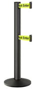 Beltrac 3000 ADA Portable Dual-Belt Stanchion | 15 FT Belts - WB - Wrinkle Black - S6 - Caution / Do Not Enter