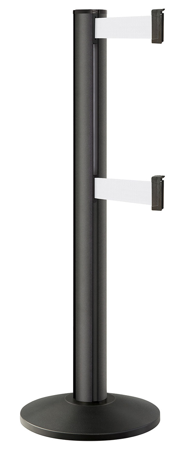 Beltrac 3000 ADA Portable Dual-Belt Stanchion | 15 FT Belts - WB - Wrinkle Black - WT - White