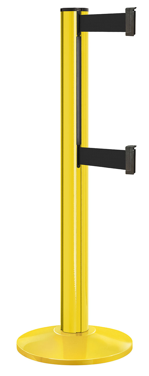 Beltrac 3000 ADA Portable Dual-Belt Stanchion | 15 FT Belts - YL - Yellow - BK - Black