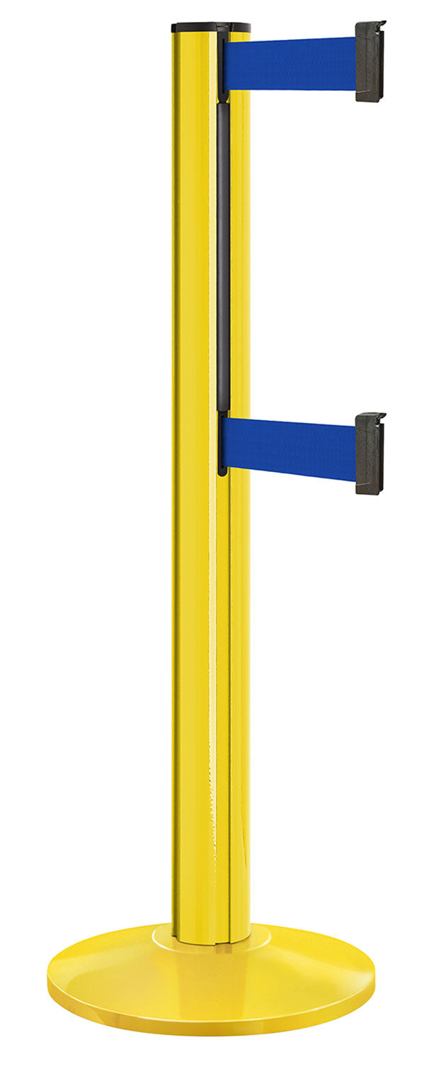 Beltrac 3000 ADA Portable Dual-Belt Stanchion | 15 FT Belts - YL - Yellow - BL - Blue