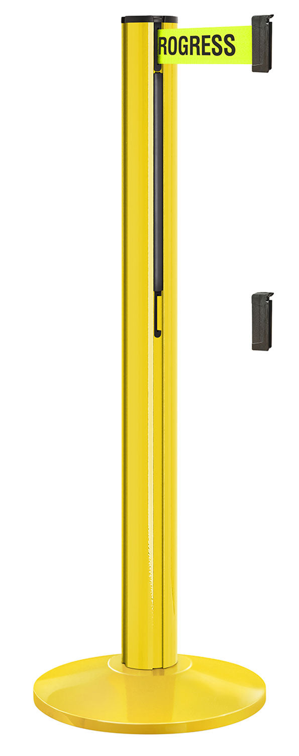 Beltrac 3000 ADA Portable Dual-Belt Stanchion | 15 FT Belts - YL - Yellow - S2 - Maintenance in Progress
