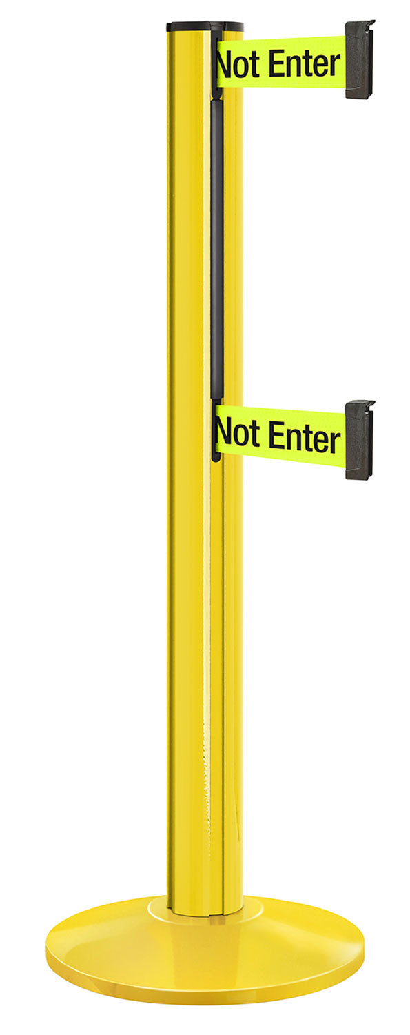 Beltrac 3000 ADA Portable Dual-Belt Stanchion | 15 FT Belts - YL - Yellow - S6 - Caution / Do Not Enter