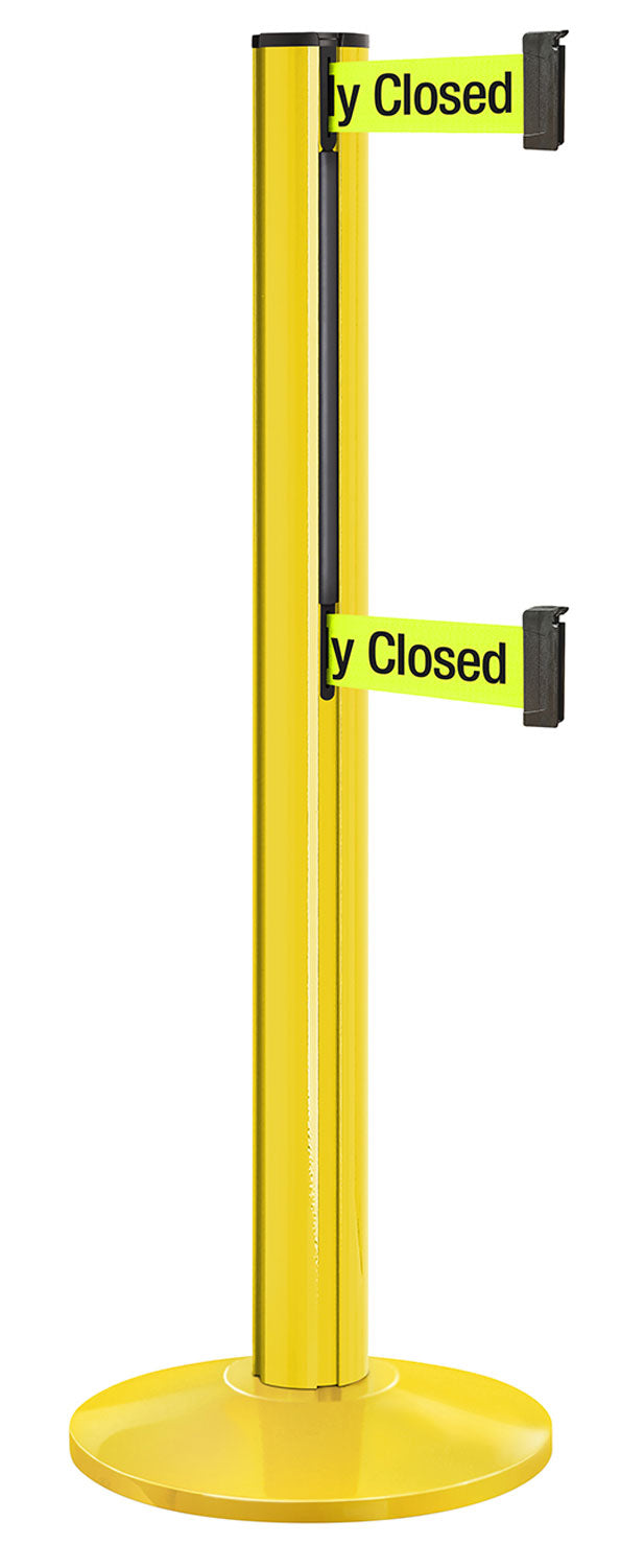 Beltrac 3000 ADA Portable Dual-Belt Stanchion | 15 FT Belts - YL - Yellow - S7 - Temporarily Closed