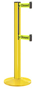 Beltrac 3000 ADA Portable Dual-Belt Stanchion | 15 FT Belts - YL - Yellow - S7 - Temporarily Closed