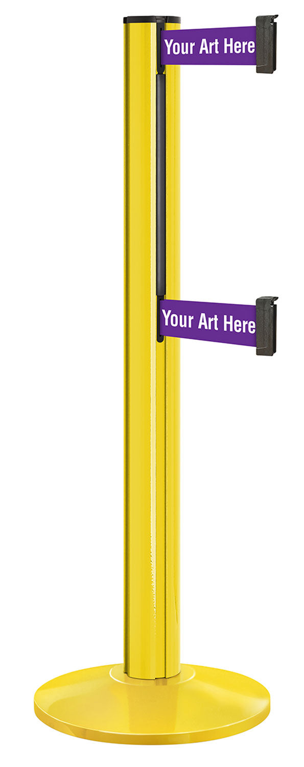 Beltrac 3000 ADA Portable Dual-Belt Stanchion | 15 FT Belts - YL - Yellow - SU - Custom Printing