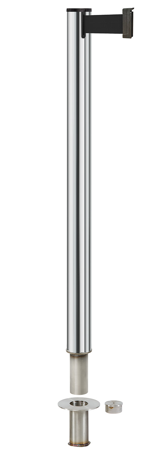 Beltrac 3000 Removable Retractable Belt Stanchion - CL - Chrome - Floor Socket