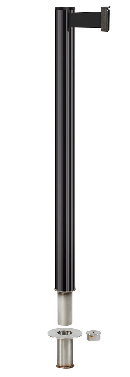 Beltrac 3000 Removable Retractable Belt Stanchion - GB - Gloss Black - Floor Socket
