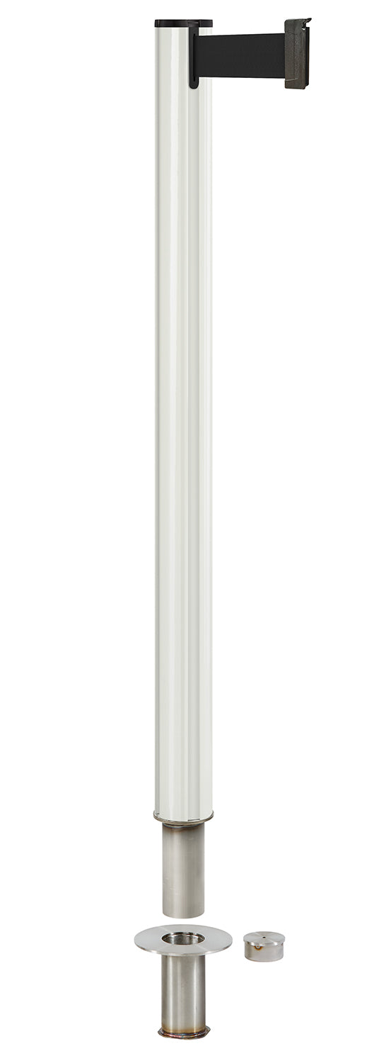 Beltrac 3000 Removable Retractable Belt Stanchion - LW - Lavi White - Floor Socket