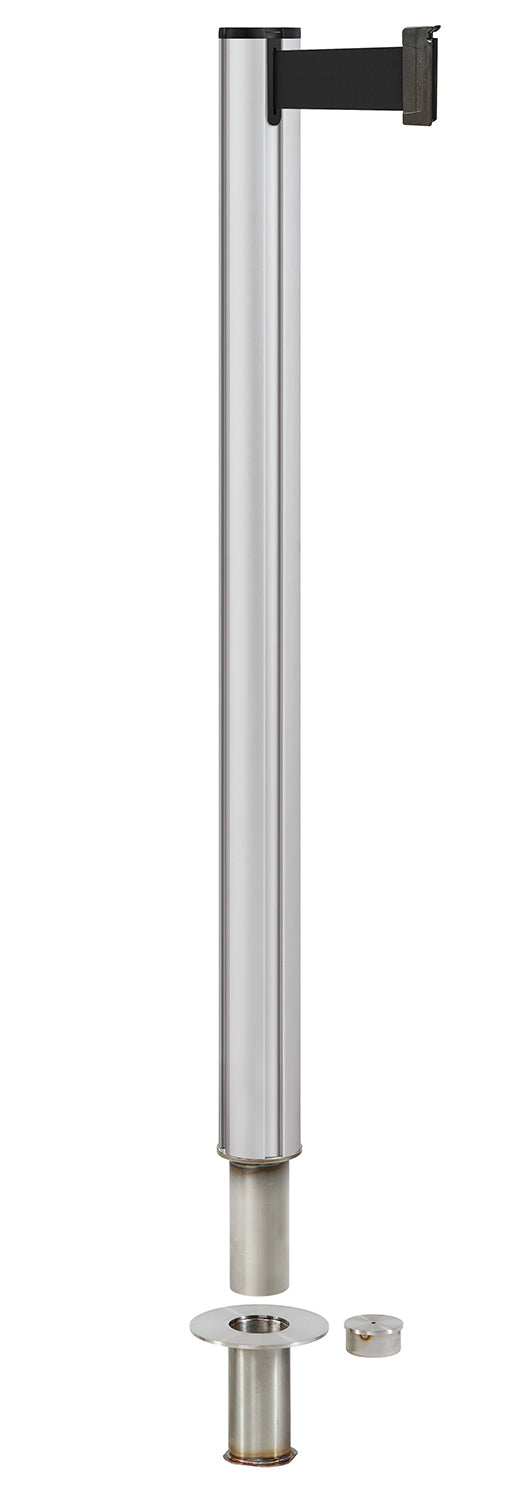 Beltrac 3000 Removable Retractable Belt Stanchion - SA - Satin - Floor Socket