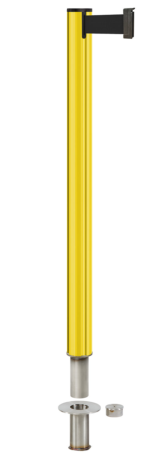 Beltrac 3000 Removable Retractable Belt Stanchion - YL - Yellow - Floor Socket