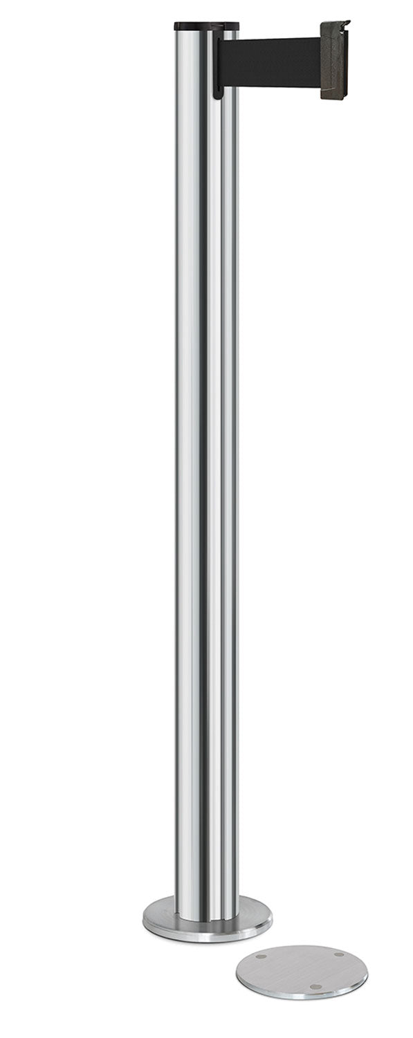 Beltrac 3000 Magnetic Retractable Belt Stanchion - CL - Chrome - 5.5" Carpet Magnetic