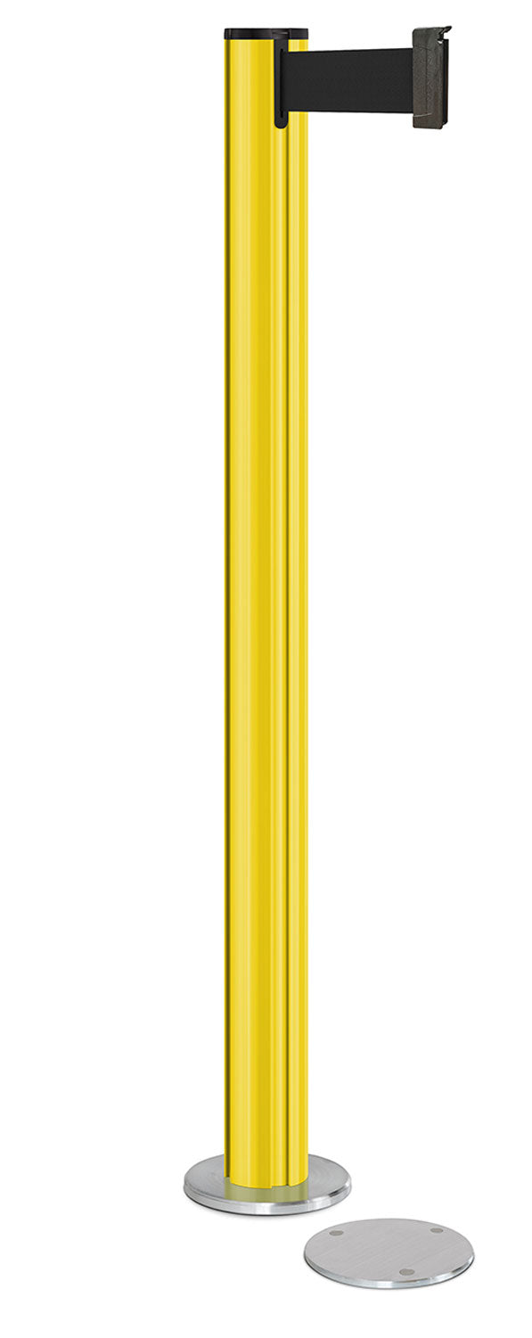 Beltrac 3000 Magnetic Retractable Belt Stanchion - YL - Yellow - 5.5" Carpet Magnetic