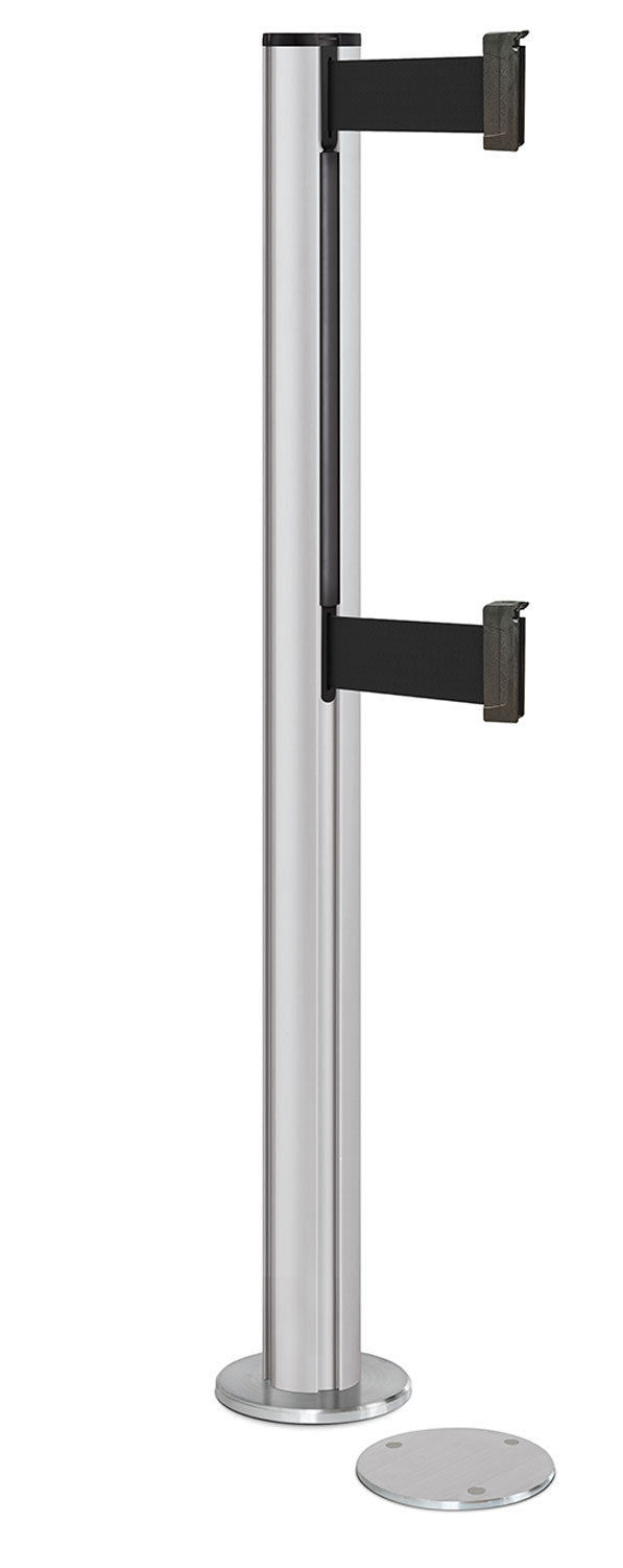 Beltrac 3000 ADA Magnetic Dual-Belt Stanchion - SA - Satin - 5.5" Carpet Magnetic - 15 FT