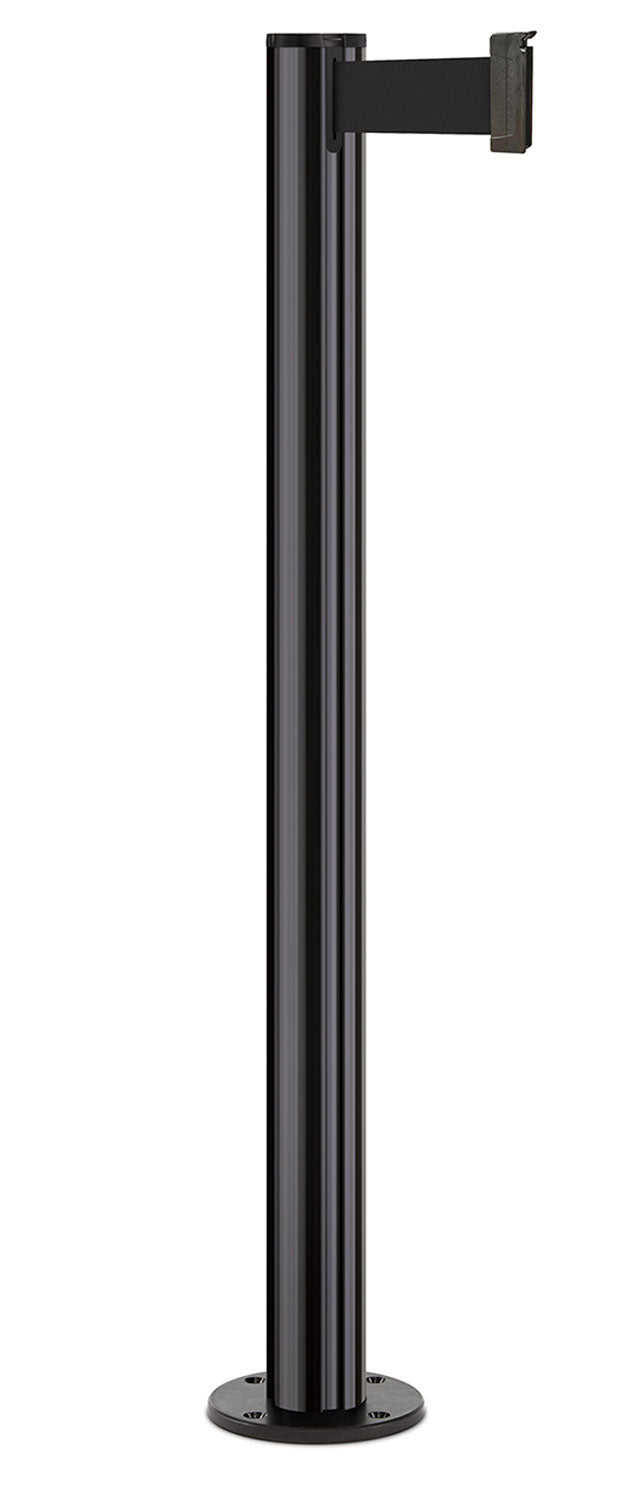 Beltrac 3000 Permanent Retractable Belt Stanchion - GB - Gloss Black - Black Permanent