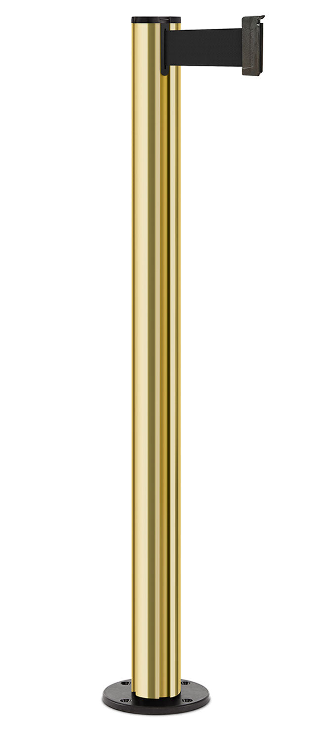 Beltrac 3000 Permanent Retractable Belt Stanchion - GD - Gold - Black Permanent