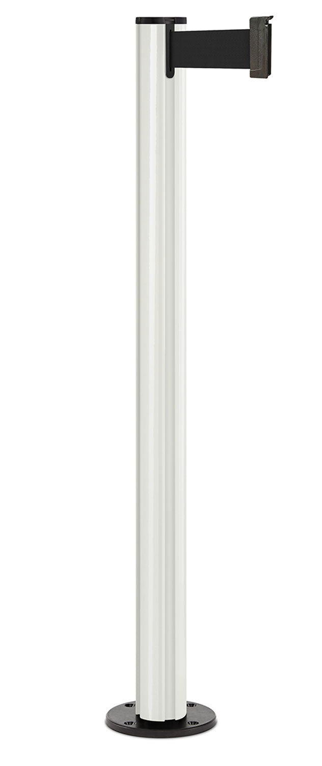 Beltrac 3000 Permanent Retractable Belt Stanchion - LW - Lavi White - Black Permanent