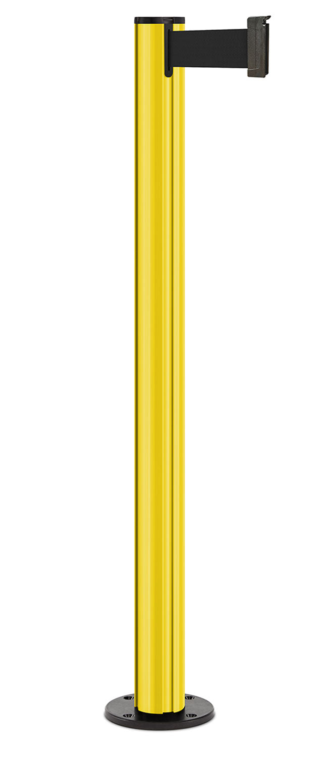 Beltrac 3000 Permanent Retractable Belt Stanchion - YL - Yellow - Black Permanent