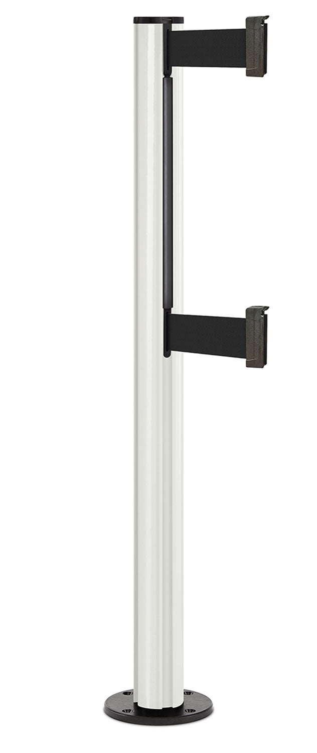 Beltrac 3000 ADA Permanent Dual-Belt Stanchion - LW - Lavi White - Black Permanent - 10 FT
