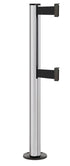 Beltrac 3000 ADA Permanent Dual-Belt Stanchion - SA - Satin - Black Permanent - 10 FT