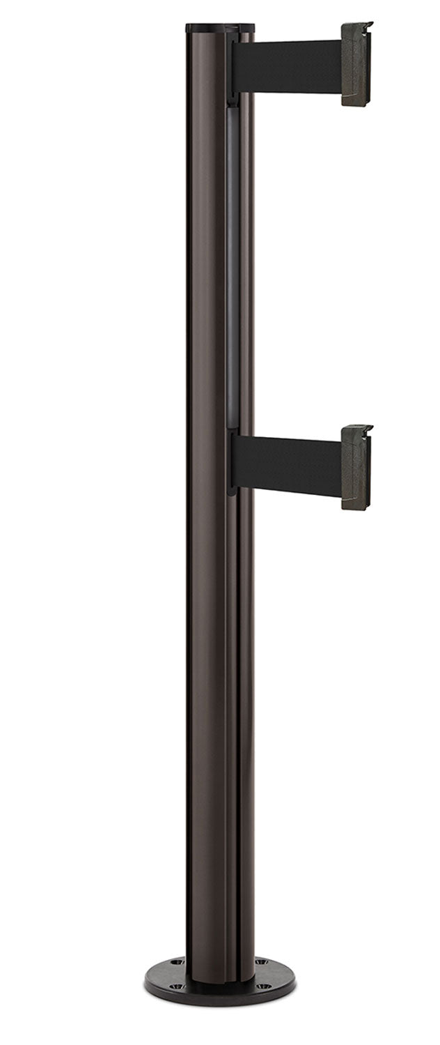 Beltrac 3000 ADA Permanent Dual-Belt Stanchion - SB - Statuary Bronze - Black Permanent - 10 FT