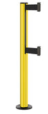 Beltrac 3000 ADA Permanent Dual-Belt Stanchion - YL - Yellow - Black Permanent - 10 FT