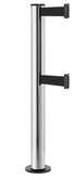 Beltrac 3000 ADA Permanent Dual-Belt Stanchion - CL - Chrome - Black Permanent - 15 FT