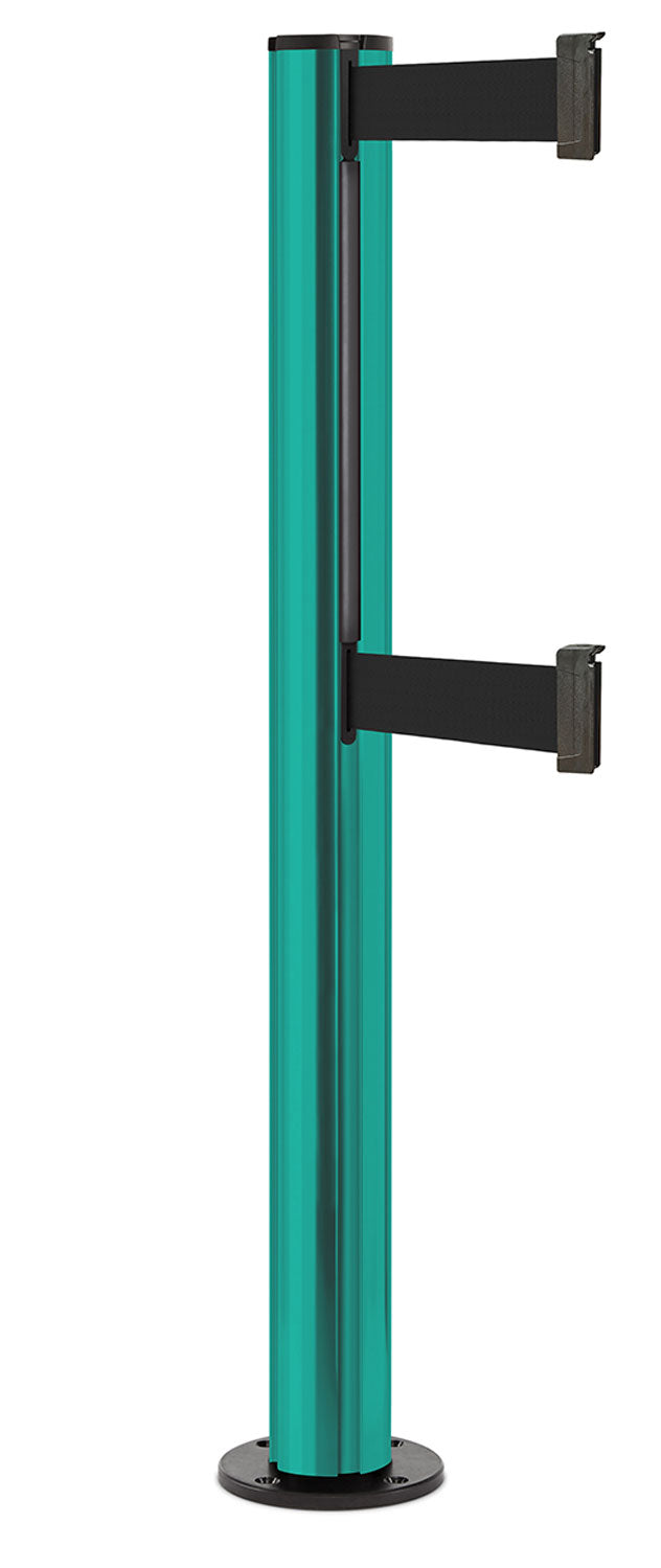 Beltrac 3000 ADA Permanent Dual-Belt Stanchion - CS - Custom - Black Permanent - 15 FT