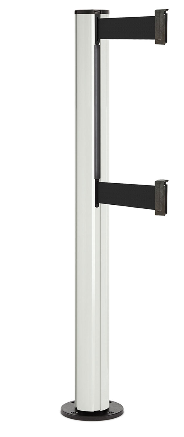 Beltrac 3000 ADA Permanent Dual-Belt Stanchion - LW - Lavi White - Black Permanent - 15 FT