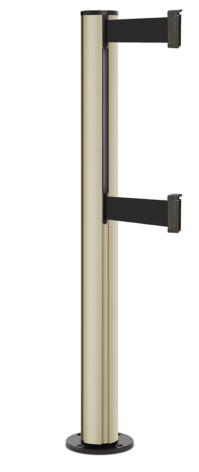 Beltrac 3000 ADA Permanent Dual-Belt Stanchion - PS - Pacific Sand - Black Permanent - 15 FT