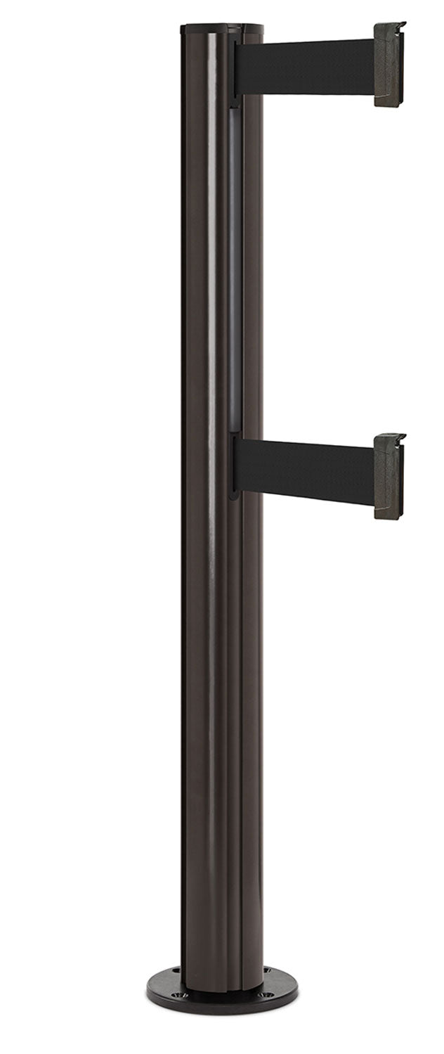 Beltrac 3000 ADA Permanent Dual-Belt Stanchion - SB - Statuary Bronze - Black Permanent - 15 FT