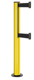 Beltrac 3000 ADA Permanent Dual-Belt Stanchion - YL - Yellow - Black Permanent - 15 FT