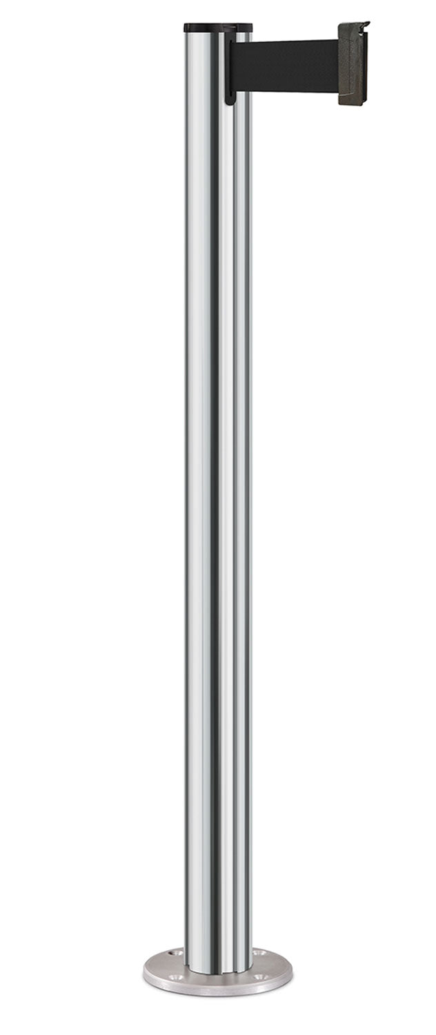 Beltrac 3000 Permanent Retractable Belt Stanchion - CL - Chrome - Satin Permanent