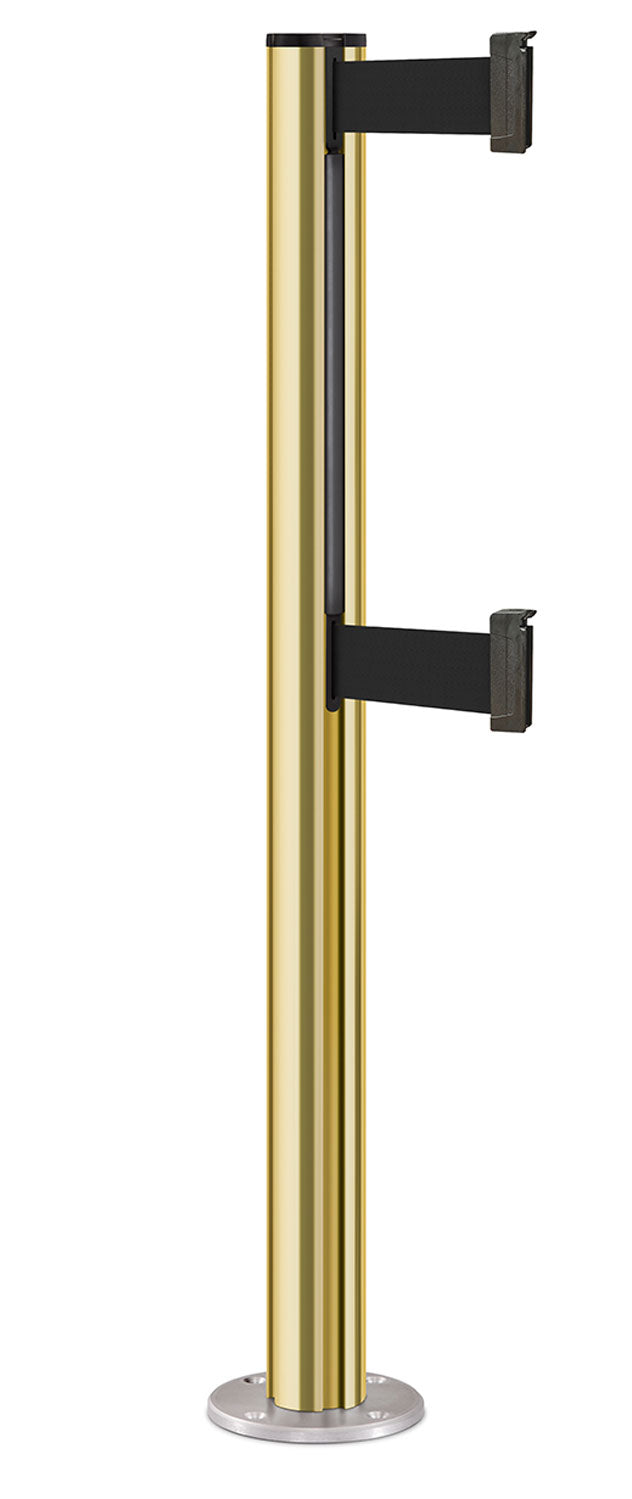 Beltrac 3000 ADA Permanent Dual-Belt Stanchion - GD - Gold - Satin Permanent - 10 FT