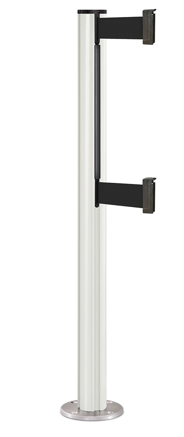 Beltrac 3000 ADA Permanent Dual-Belt Stanchion - LW - Lavi White - Satin Permanent - 10 FT