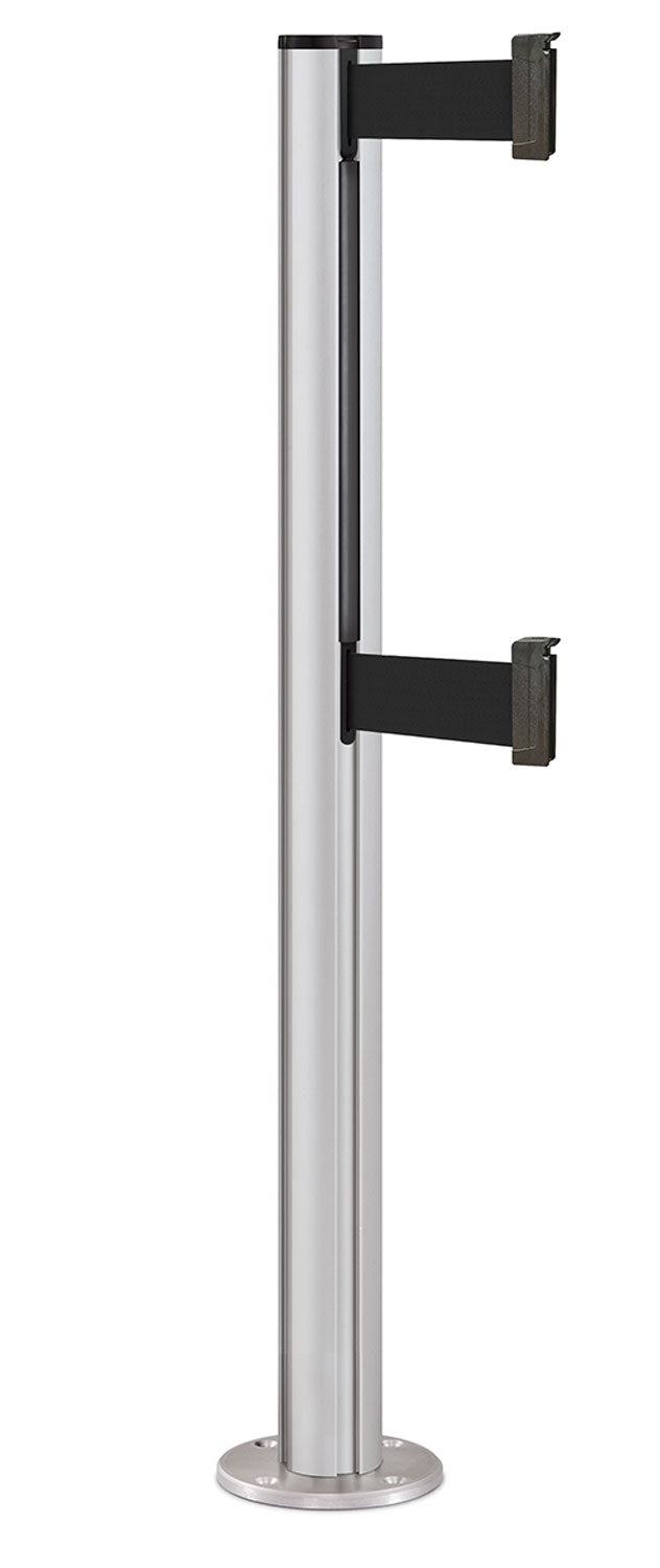 Beltrac 3000 ADA Permanent Dual-Belt Stanchion - SA - Satin - Satin Permanent - 10 FT