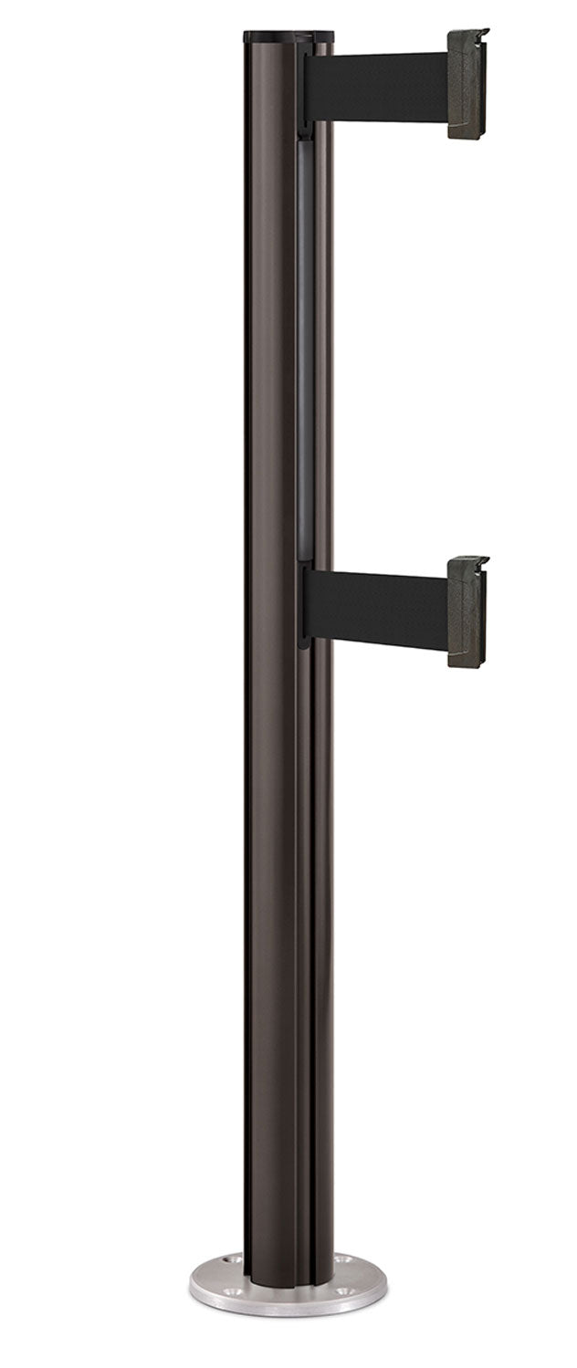 Beltrac 3000 ADA Permanent Dual-Belt Stanchion - SB - Statuary Bronze - Satin Permanent - 10 FT