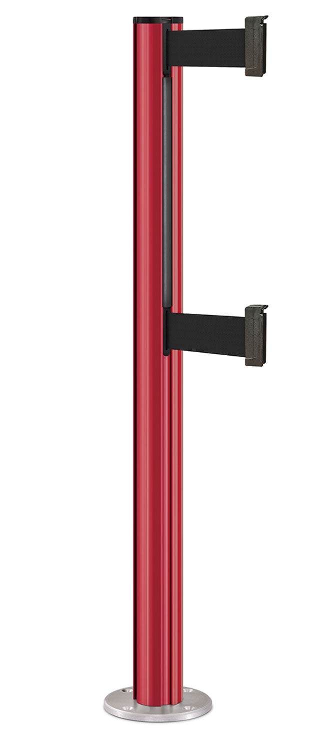 Beltrac 3000 ADA Permanent Dual-Belt Stanchion - TR - Torch Red - Satin Permanent - 10 FT