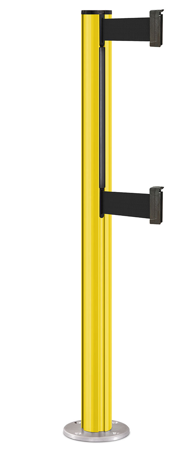 Beltrac 3000 ADA Permanent Dual-Belt Stanchion - YL - Yellow - Satin Permanent - 10 FT