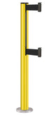 Beltrac 3000 ADA Permanent Dual-Belt Stanchion - YL - Yellow - Satin Permanent - 10 FT