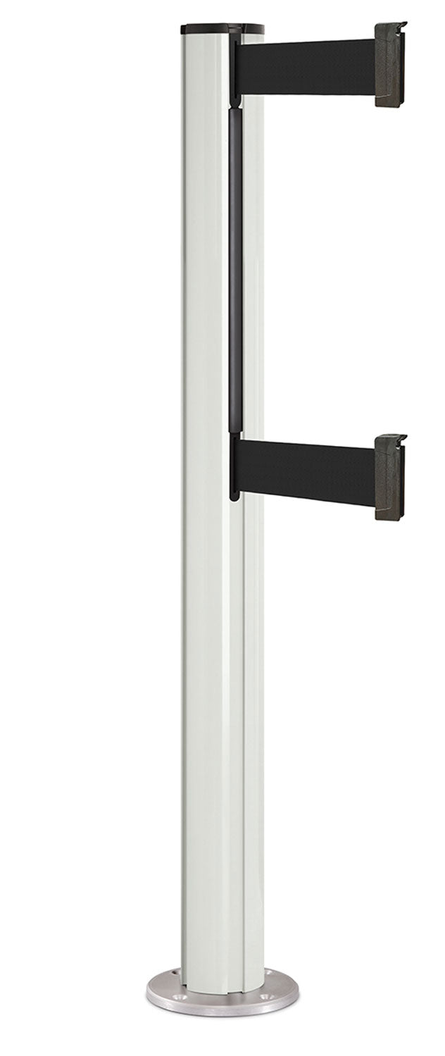 Beltrac 3000 ADA Permanent Dual-Belt Stanchion - LW - Lavi White - Satin Permanent - 15 FT
