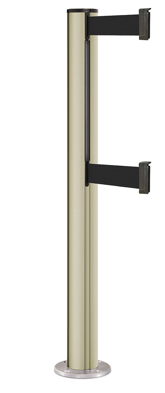 Beltrac 3000 ADA Permanent Dual-Belt Stanchion - PS - Pacific Sand - Satin Permanent - 15 FT