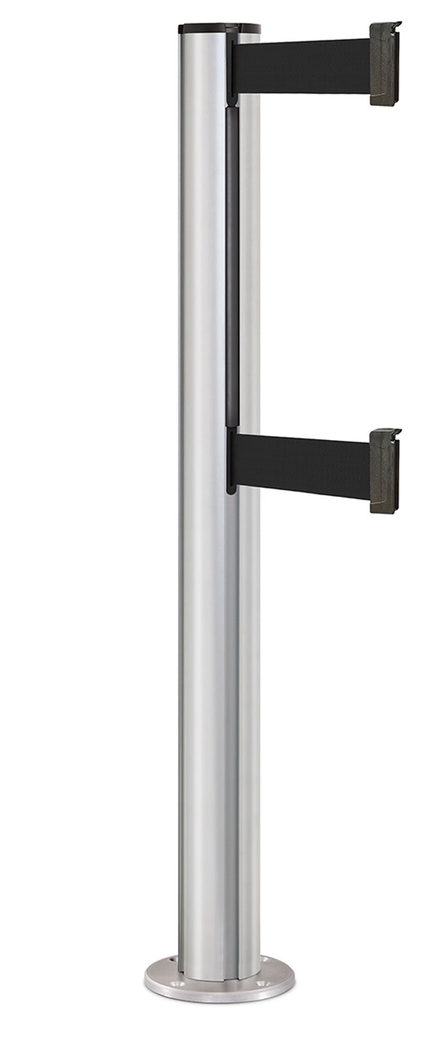 Beltrac 3000 ADA Permanent Dual-Belt Stanchion - SA - Satin - Satin Permanent - 15 FT