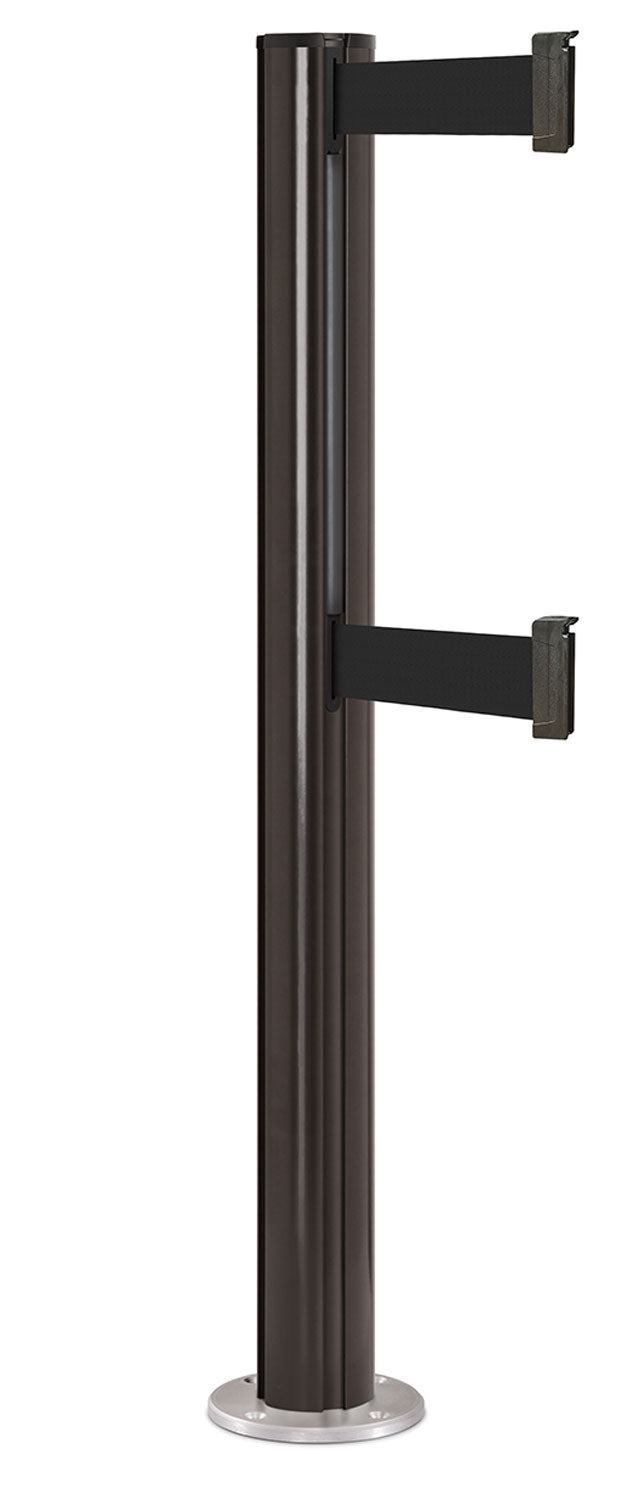 Beltrac 3000 ADA Permanent Dual-Belt Stanchion - SB - Statuary Bronze - Satin Permanent - 15 FT