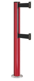 Beltrac 3000 ADA Permanent Dual-Belt Stanchion - TR - Torch Red - Satin Permanent - 15 FT