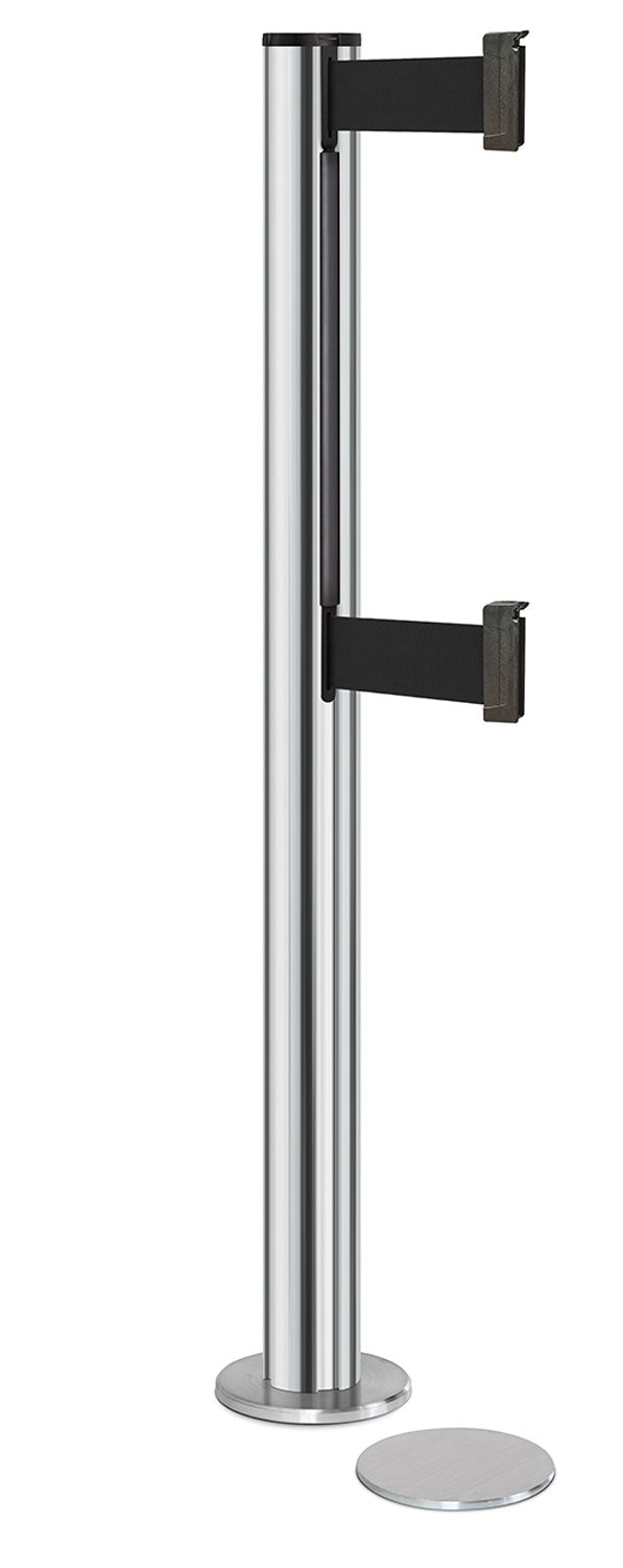 Beltrac 3000 ADA Magnetic Dual-Belt Stanchion - CL - Chrome - 5.5" Heavy Magnetic - 10 FT