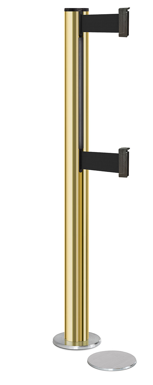 Beltrac 3000 ADA Magnetic Dual-Belt Stanchion - GD - Gold - 5.5" Heavy Magnetic - 10 FT
