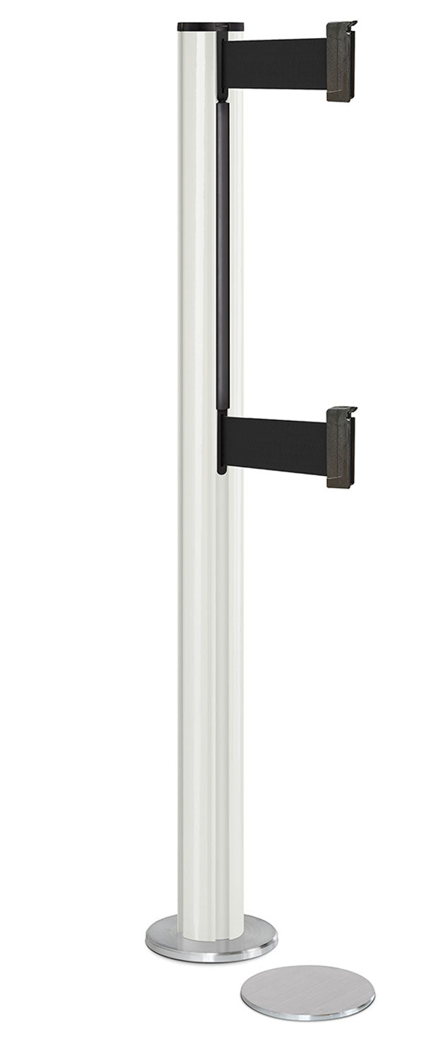 Beltrac 3000 ADA Magnetic Dual-Belt Stanchion - LW - Lavi White - 5.5" Heavy Magnetic - 10 FT