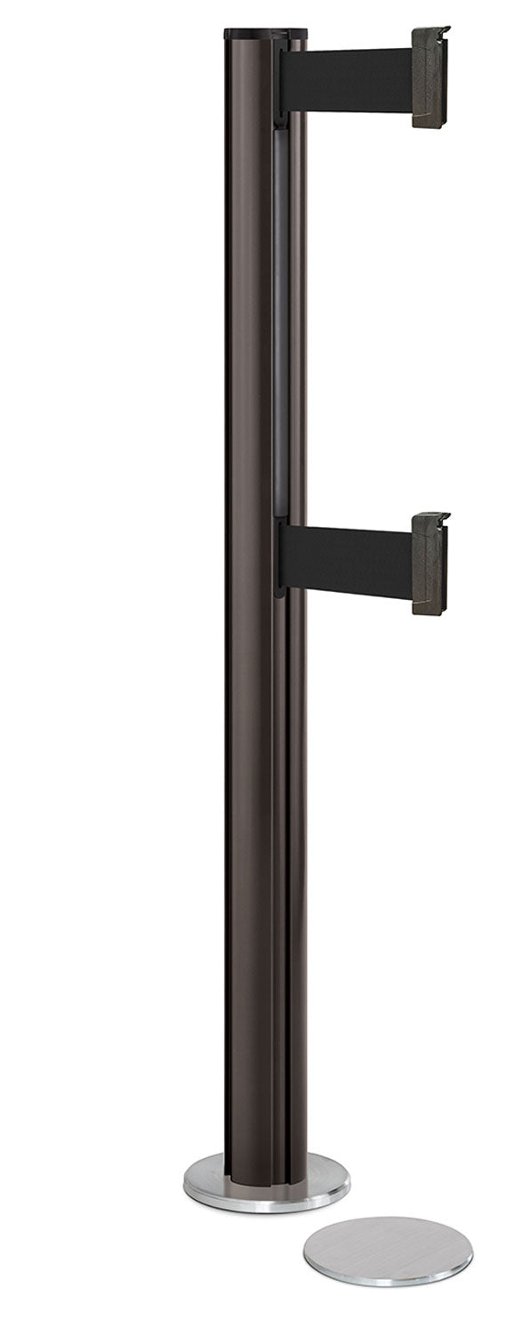Beltrac 3000 ADA Magnetic Dual-Belt Stanchion - SB - Statuary Bronze - 5.5" Heavy Magnetic - 10 FT